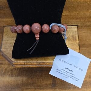 Vintage 1999 Stella Pace Goldstone Bead Stretch Bracelet